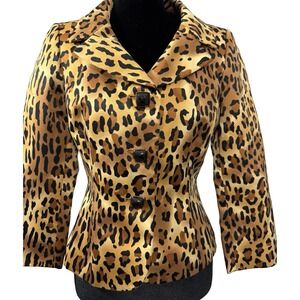 Tahari Arthur Levine Leopard Print Jacket Blazer Size 2